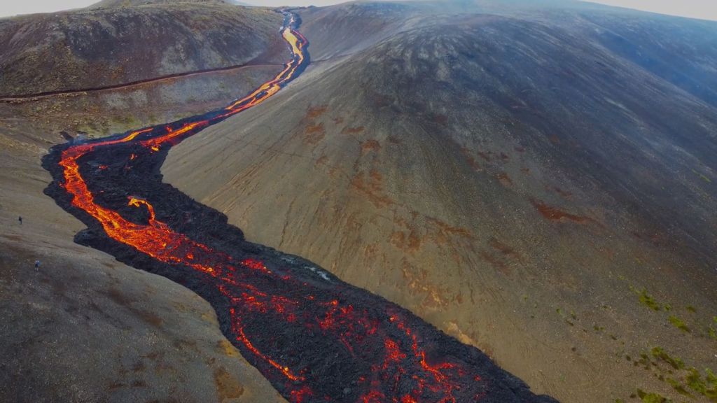 The lava river flowing at the Fagradalsfjall volcano on the Reykjanes Peninsula in Iceland on June 14, 2021. (Donatas Arlauskas/Zenger News)